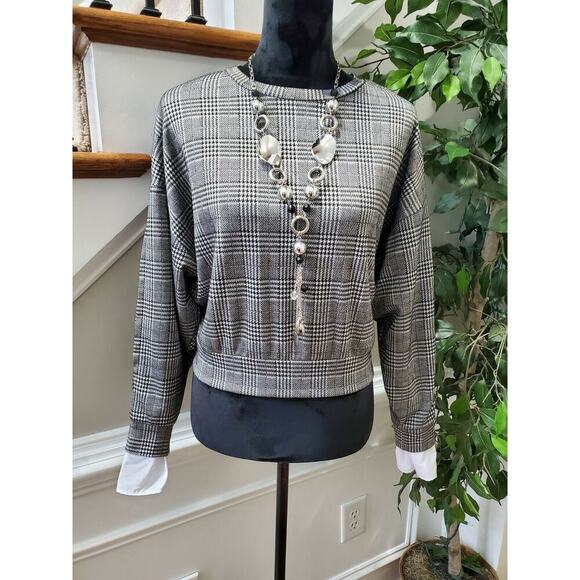 OVS Women's White & Black Polyester Round Neck Long Sleeve Top Shirt Size Small - Picture 12 of 12